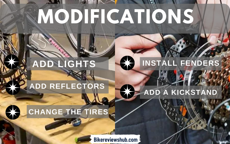 Modifications for making a Mountain Bike More City Friendly